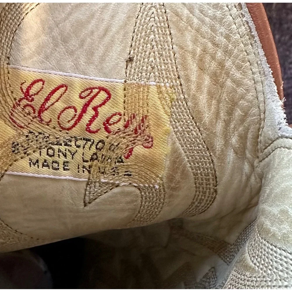 VTG El Rey Tony Lama Ostrich Full Quill Western Cowboy Boots Mens 8 Brown